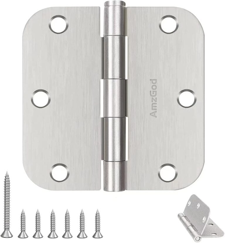 Door Hinges Brushed Nickel - 30 Pack Nickel Door Hinges 3.5 Inch Rounded Interior Satin Nickel Door Hinge with 5/8" Radius - Flat Iron Residential Standard 3 1/2 Inches Silver Door Hardware