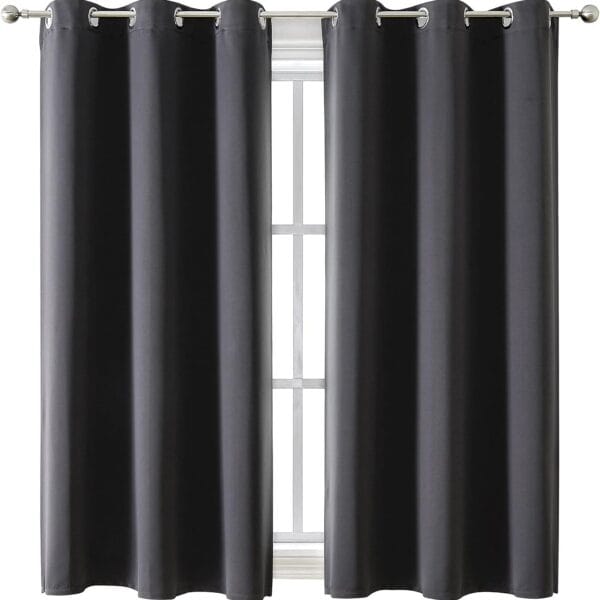 ChrisDowa Grommet Blackout Curtains for Bedroom and Living Room - 2 Panels Set Thermal Insulated Room Darkening Curtains (Dark Grey, 42 x 63 Inch)