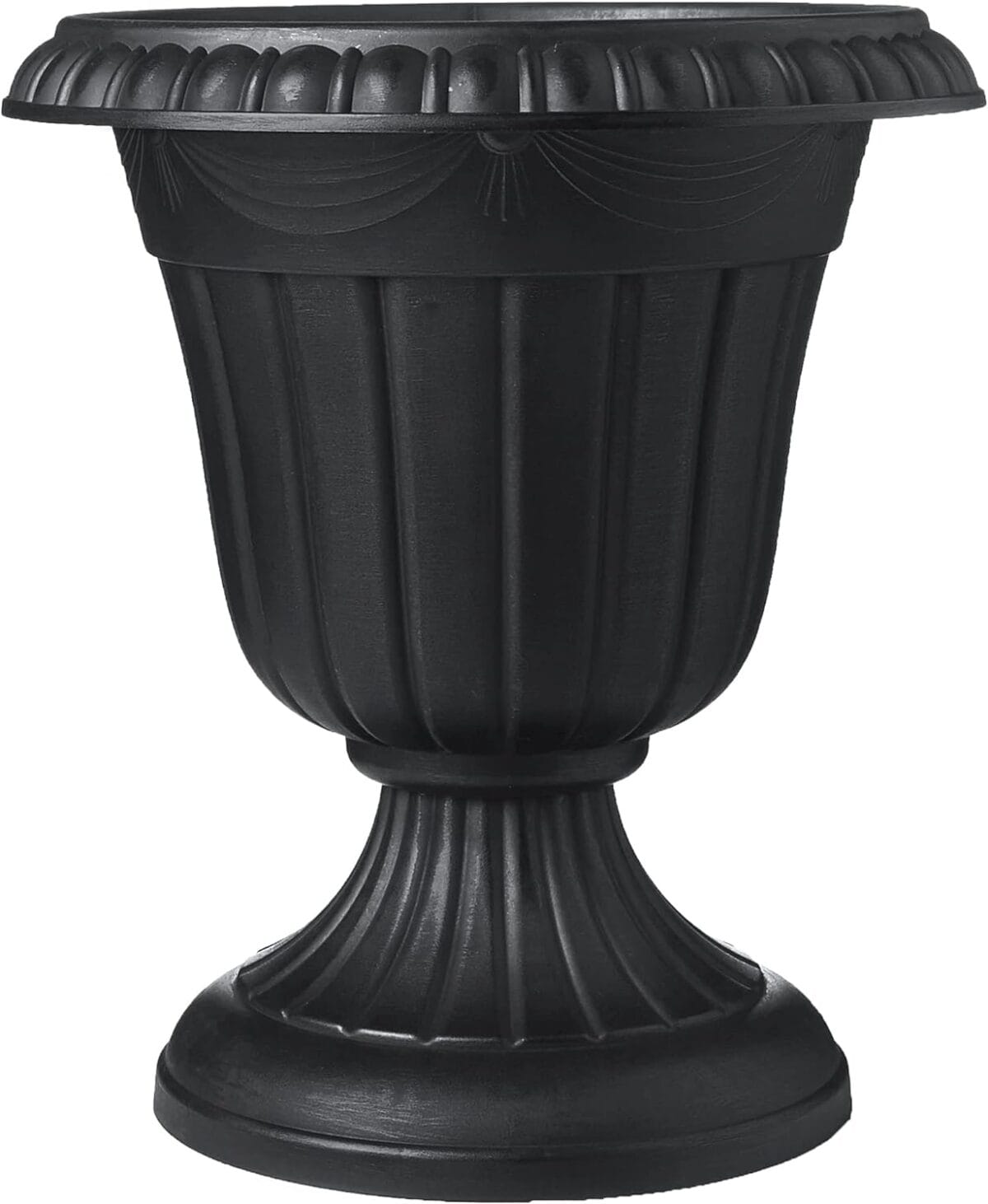 PL10BK Classic Traditional Plastic Urn Planter Indoor/Outdoor, 15" x 13", Black