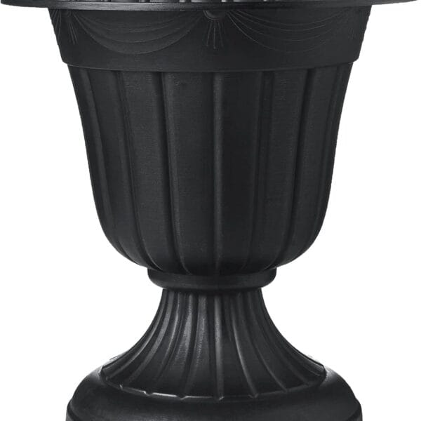 PL10BK Classic Traditional Plastic Urn Planter Indoor/Outdoor, 15" x 13", Black