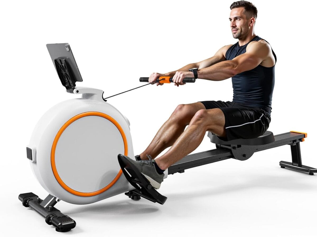 Rowing Machines for Home, Magnetic Rower with 32-Level Whisper-Quiet Resistance & 300LBS Weight Capacity, Row Machine with LED Monitor & Comfortable Seat, Bluetooth, App Supported and Tablet Holder