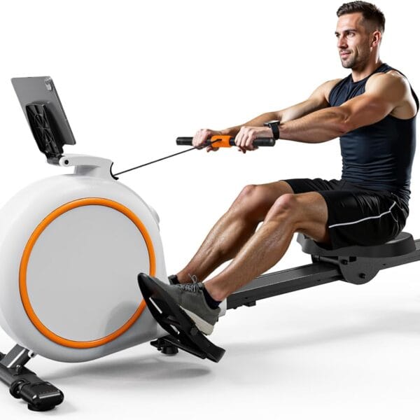 Rowing Machines for Home, Magnetic Rower with 32-Level Whisper-Quiet Resistance & 300LBS Weight Capacity, Row Machine with LED Monitor & Comfortable Seat, Bluetooth, App Supported and Tablet Holder