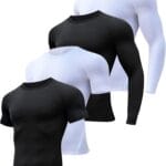 4/5 Pack Workout Compression Shirts Men Long/Short Sleeve Rash Guard Athletic Undershirt Gear T Shirt for Sports