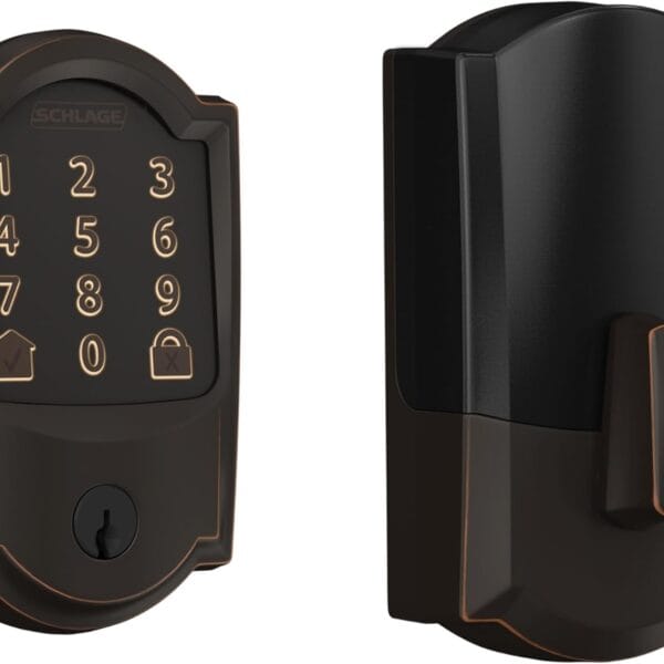 Schlage Encode Smart WiFi Deadbolt Lock for Front Door - Keyless Entry with App or Touchscreen - Works with Alexa, Hey Google, & Airbnb - Create Codes for Guests - Aged Bronze