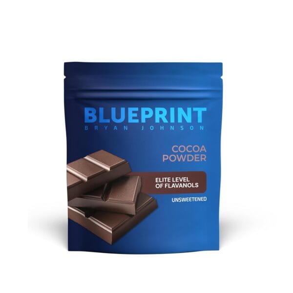 Blueprint Bryan Johnson Non Dairy Cocoa Powder  Elite Level Flavanols  100% Pure Cocoa  Low Fat Unsweetened Cocoa  Undutched  Keto Friendly  Great for Baking, Cooking & Smoothies  12oz Bag