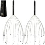 USAGA Head Massager Scalp Massager 20 Fingers Head Scratcher for Scalp Body Relaxing (Black & Black)