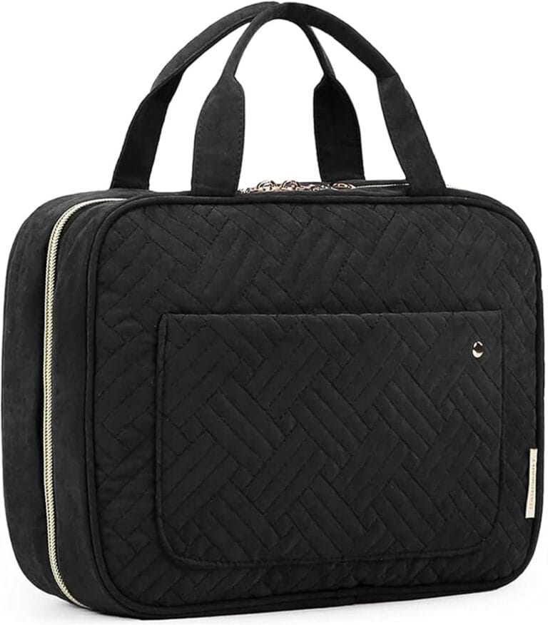 BAGSMART Toiletry Bag Travel Bag with Hanging Hook, Water-resistant Makeup Cosmetic Bag Travel Organizer for Accessories, Shampoo, Full-size Container, Toiletries