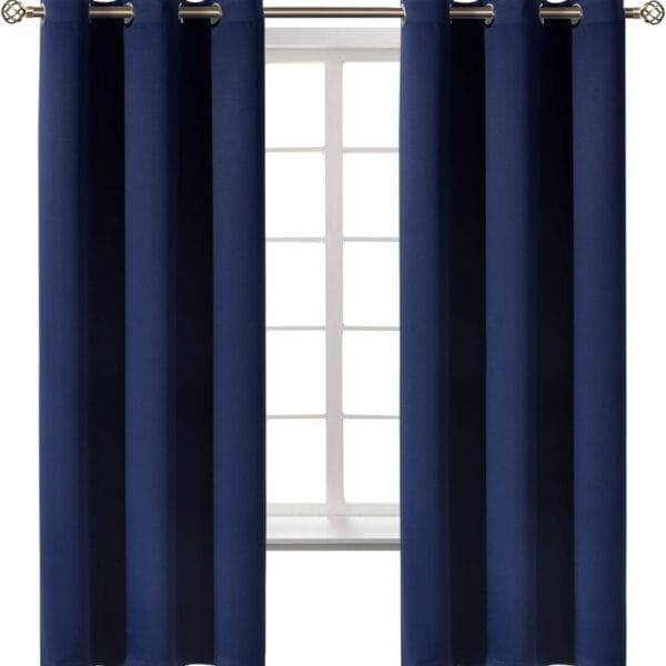 BGment Blackout Curtains for Bedroom 63 Inches Long - Navy Blue Room Darkening Thermal Insulated Sunlight Blocking Grommet Window Drapes for Kids Boys Room, Set of 2 Panels, 42 x 63 Inch