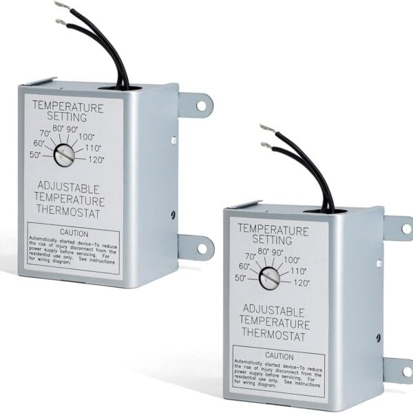 2 Pack Attic Fan Thermostat Control for Power Attic Ventilators and Exhaust Fans, 120V Adjustable Thermostat Switch Replace 58033 Single Speed Precise Temperature Controller