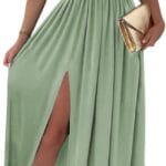 Dokotoo Womens 2025 Formal Dresses Wrap V-Neck Ruched Sexy Bridesmaid Wedding Guest Maxi Dresses
