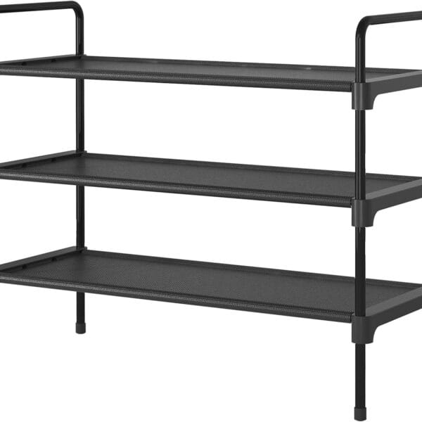 Kitsure Shoe Rack for Closet, Sturdy Shoe Shelf for Entryway, Space-Saving Shoes Organizer and Storage, 27.6" x 11.8" x 22.6", Black