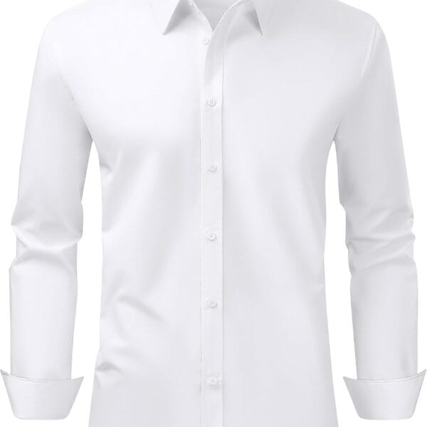Alimens & Gentle Men's Dress Shirt Regular Fit Stretch Stain Shield Long Sleeve Solid Business Wedding Button Down Shirts