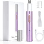 Nose Hair Trimmer for Women Men,2025 Rechargeable 2 in 1 Eyebrow & Facial Trimmer, Professional Painless Ear Hair Trimmer with Powerful Motor and Dual-Edge Blades Easy Cleansing (Purple)