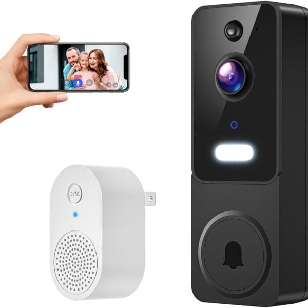 Video Doorbell Camera Wireless with Chime, Battery Powered, AI Human Detection, 2-Way Talk, 2.4G WiFi Only, Cloud Storage, Night Vision (Matte Black)