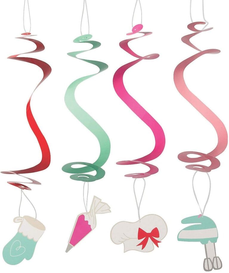 Fun Express 33" Baking Party Hanging Swirls Decorations - Perfect for Baking Theme Parties, Celebrations, and Sweet Treats Decor - Fun Party Supplies - 12 Pieces