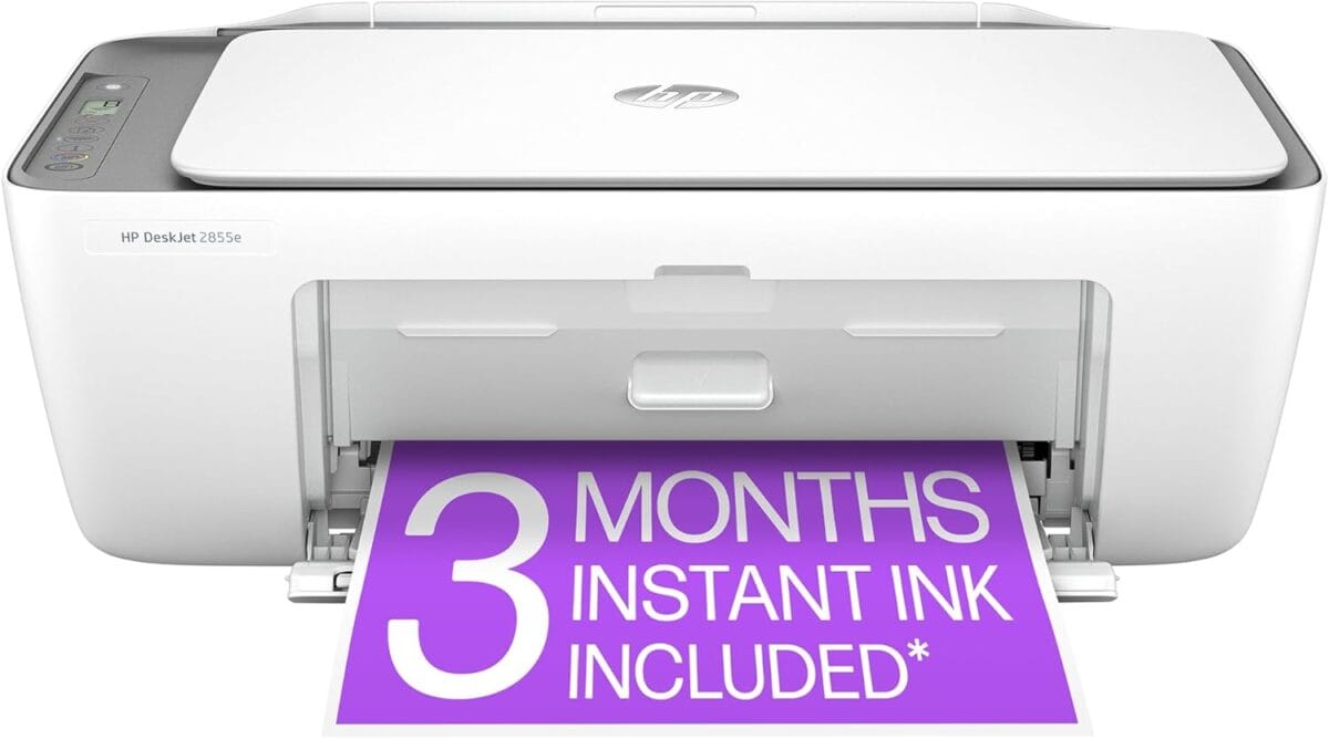HP DeskJet 2855e Wireless All-in-One Color Inkjet Printer, Scanner, Copier, Best-for-home, 3 month Instant Ink trial included (588S5A)