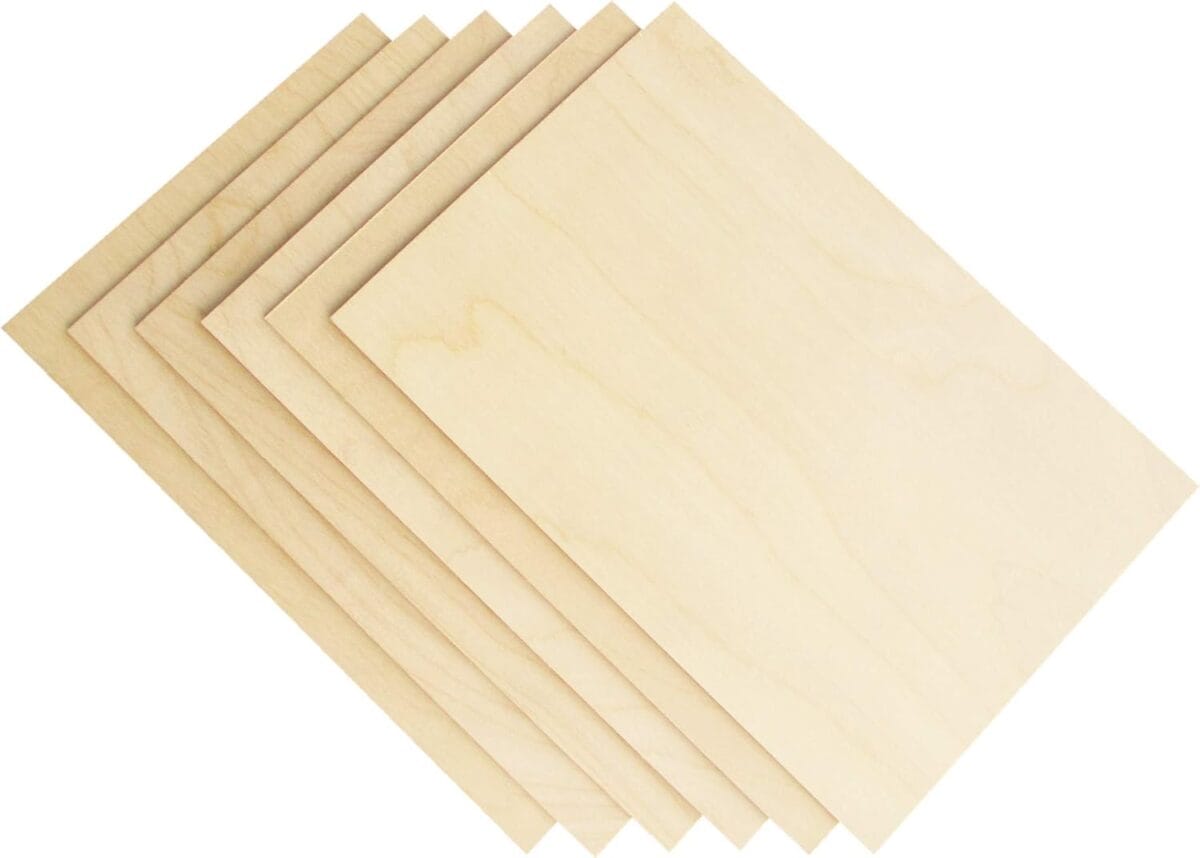 3mm 1/8" x 8" x 12" Baltic Birch Plywood, 6 Pcs Craft Wood Sheets with Grade B/BB Veneer, Perfect for DIY Projects, Laser Cutting & Engraving, Woodburining, Painting and Drawing