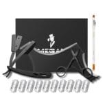 Megan beard shaping tool,5 piece set beard shaper - include Professional Straight Edge Razor,beard template,10 Count of double edge blades,barber pencil and Stainless steel scissors.