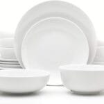 Euro Ceramica Essential Collection Porcelain Dinnerware and Serveware, 16 Piece Dinnerware Set, Service for 4, Classic White