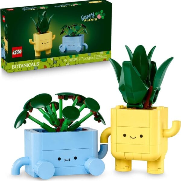 LEGO Botanicals Happy Plants Building Toy for Kids, Girls, and Boys 9+ - Playroom Decor for Desk or Shelf - Birthday Gift Idea for Young Gardeners - Artificial Indoor Plants for Play & Display - 10349