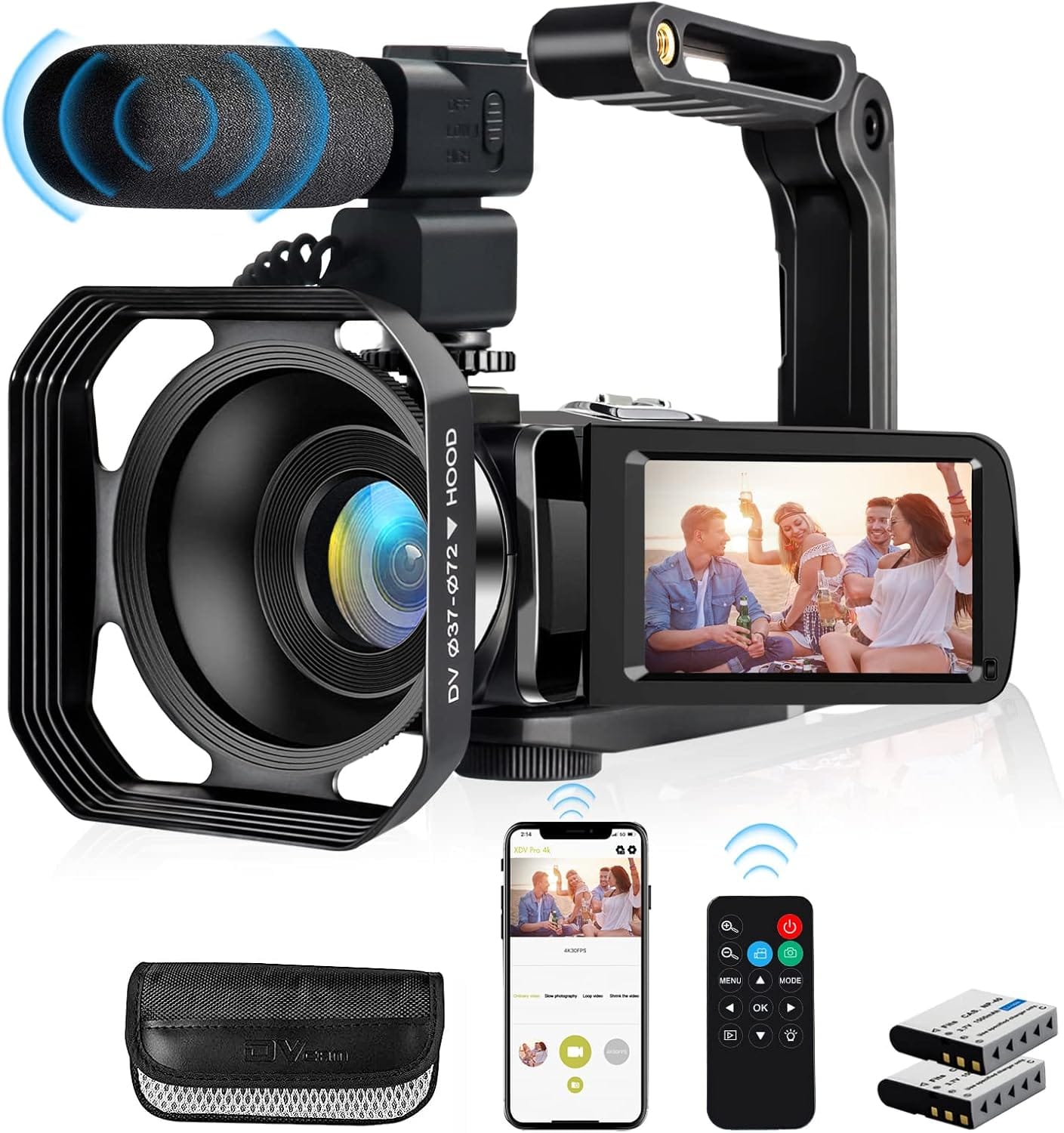4K Video Camera, Camcorder 48MP Ultra HD WiFi Vlogging Camera For YouTube 18X Zoom 3.0" Touch Screen Digital Camera With Microphone, Stabilizer, Lens Hood, Remote, 2 Batteries 4K Video Camera, Camcorder 48MP Ultra HD WiFi Vlogging Camera for YouTube 18X Zoom 3.0" Touch Screen Digital Camera with Microphone, Stabilizer, Lens Hood, Remote, 2 Batteries