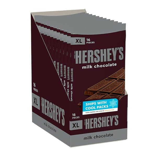 HERSHEY'S Milk Chocolate XL, Candy Bars, 4.4 oz (12 Count, 16 Pieces)