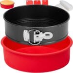 Springform Pan 9 Inch Nonstick with Silicone Protector, Spring Form Pan for Cheesecake, Leakproof Cheesecake Pan, 9 Inch Springform Pan, Cheese Cake Pans for Baking, Round Cake Pan & 50Pcs Parchment