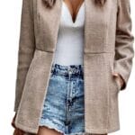 chouyatou Women's Casual Business Open Front Long Sleeve Notch Lapel Office Blazer Jacket