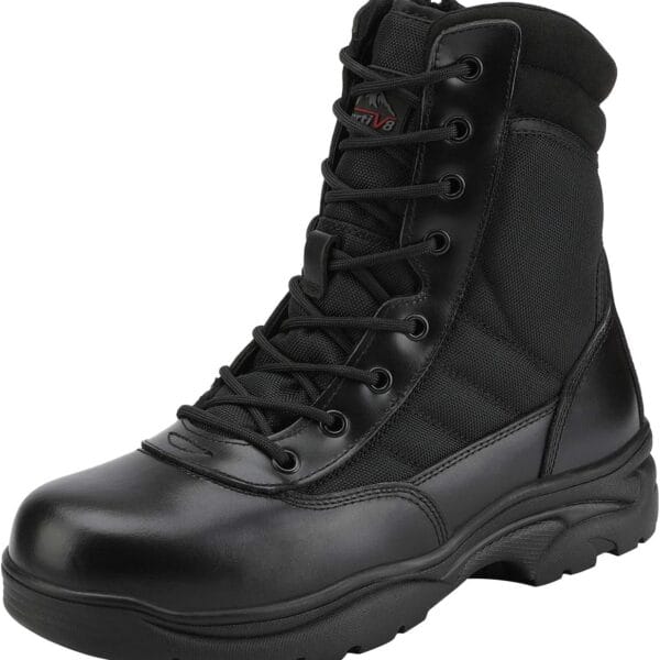 NORTIV 8 Men's Military Tactical Work Boots Side Zipper Leather Motorcycle Combat Boots Trooper(6-8 Inches)