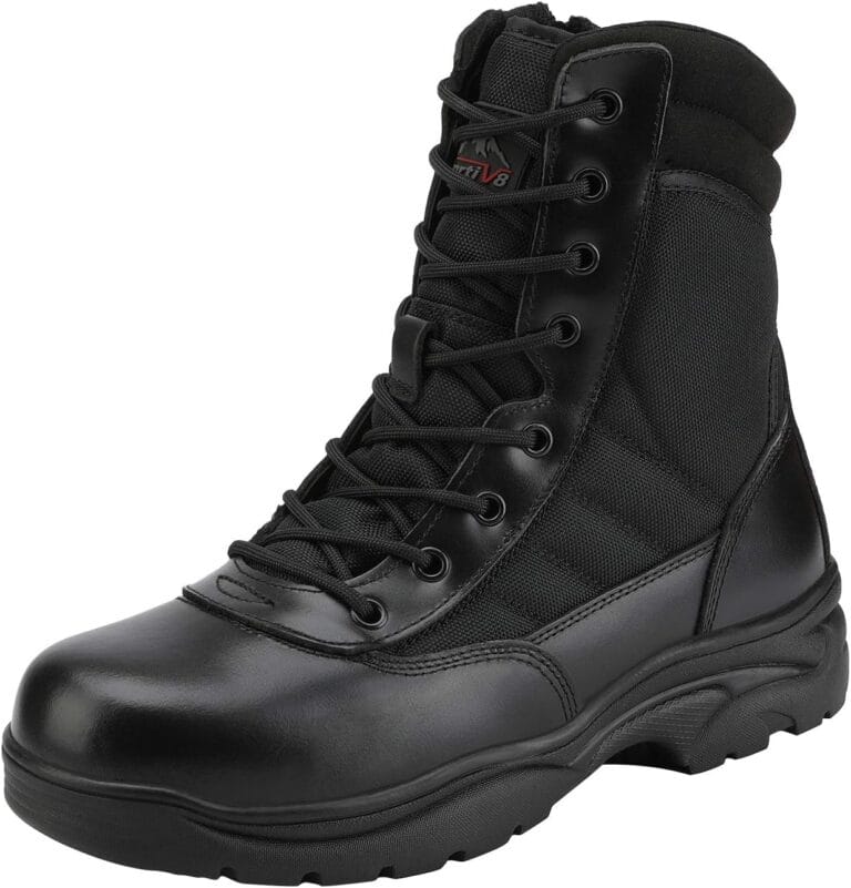 NORTIV 8 Men's Military Tactical Work Boots Side Zipper Leather Motorcycle Combat Boots Trooper(6-8 Inches)
