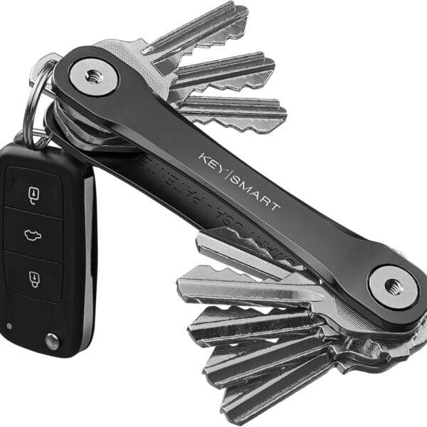 KEYSMART Key Holder for Keychain - Compact Key Organizer for Key Chain, Minimalist Clutter-Free EDC Keychains, Key Ring for Car Fobs Key Chains, Expandable (Up to 8 Keys, Black Flex)