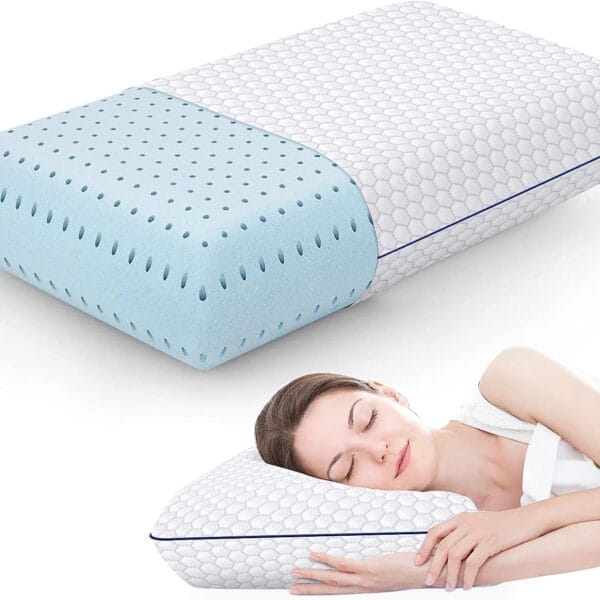 Memory Foam Pillows for Side, Back and Stomach Sleepers, Bed Pillow with Washable Cover and Breathable Mesh, Bed Pillow for Sleeping Standard Size (Grey)