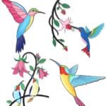 Seenelling 4 Pack Metal Hummingbird Wall Art Decor 3D Colorful Birds Outdoor Fence Decorations for Patio and Yard, Wall Sculpture Hanging Decor for Garden Living Room Balcony, Home Gift
