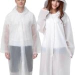 Cosowe Rain Ponchos for Adults Reusable, 2 Pcs Raincoats Emergency for Women Men with Hood and Drawstring