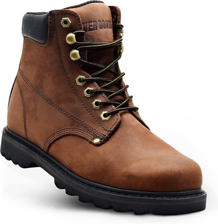 Work Boots for Men Soft Toe  6inch Leather Boots for Construction Rubber Sole Working botas de trabajo para hombre, Tank Workboots
