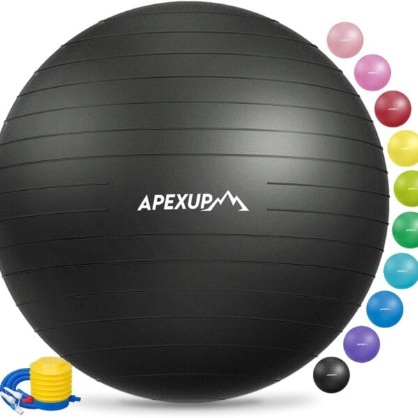 APEXUP Yoga & Pilates Ball - Anti Slip Heavy Duty Gym Ball for Fitness, Balance & Core Workout