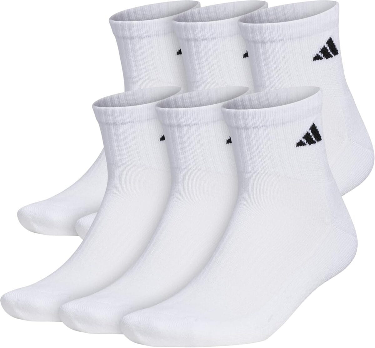 adidas Men's Socks, Athletic Cushioned Quarter 6-Pack, Ankle Fit with Arch Support