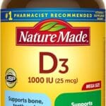 Nature Made Vitamin D3 1000 IU (25 mcg), Dietary Supplement for Bone, Teeth, Muscle and Immune Health Support, 300 Softgels, 300 Day Supply