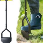 Colwelt Manual Edger Lawn Tool 40-inch, Half Moon Edger Chopper Lawn Tool with V-Shape Serrated Blade, Solid Steel Lawn Edger Tool with Soft T-Grip, Garden Edger for Sidewalk, Grass, Yard, Landscape