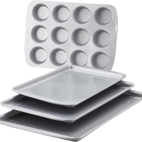 Farberware Nonstick Bakeware 4-Piece Baking Sheet Set, Gray -