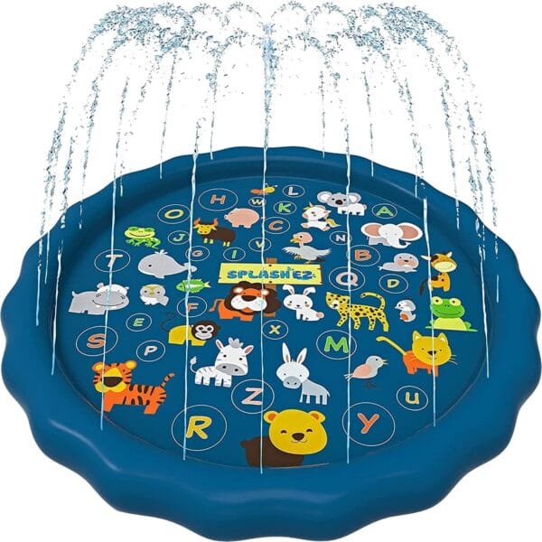 SplashEZ 3-in-1 Splash Pad, Sprinkler for Kids & Baby Pool for Learning  Toddler Sprinkler Pool, 60 Outside Water Toys  from A to Z Outdoor Play Mat for Babies & Toddlers