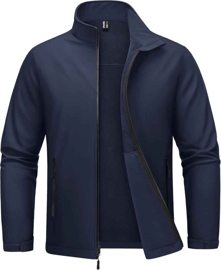 MAGCOMSEN Men's Fleece Lined Softshell Jacket Waterproof Windbreaker Rain Jacket for Tactical Hiking