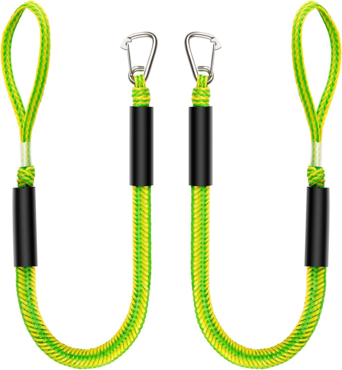 Botepon Boat Bungee Dock Lines with 316 Stainless Clips - Shock-Absorbing Jet Ski Dock Line, PWC Accessories, Boat Mooring Line/Tie Downs for Bass Boat, Fishing Pontoon, Dinghy - 4Feet