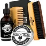 Beard Brush, Beard Comb, Beard Oil, & Beard Balm Grooming Kit for Men's Care, Travel Facial Hair Set for Growth, Styling, Shine & Softness, Great Gifts for Him