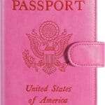 Passport Holder Cover Wallet RFID Blocking Leather Card Case Travel Accessories for Women Men (Pink)