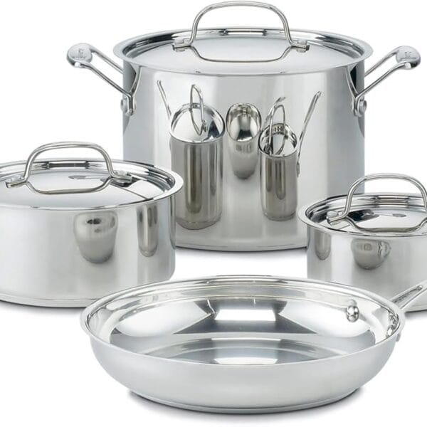 Cuisinart 7-Piece Cookware Set, Chef's Classic Stainless Steel Collection, 77-7P1