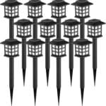 GIGALUMI Solar Outdoor Lights,12 Pack LED Solar Lights Outdoor Waterproof, Solar Walkway Lights Maintain 10 Hours of Lighting for Your Garden, Landscape, Path, Yard, Patio, Driveway