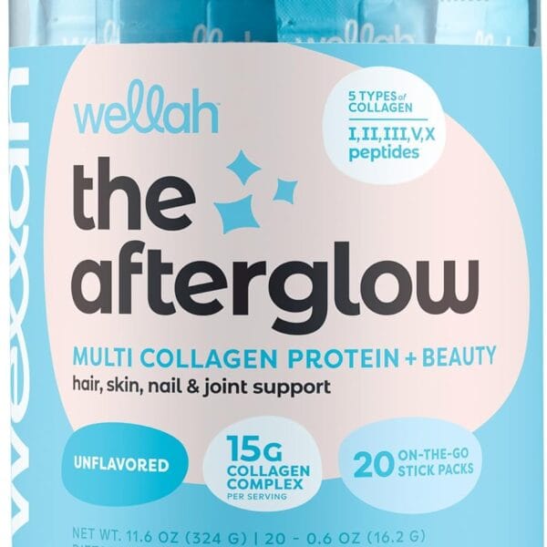 The Afterglow Multi Collagen Protein + Beauty Unflavored (20 Stickpacks) - 15G Collagen Complex Per Serving