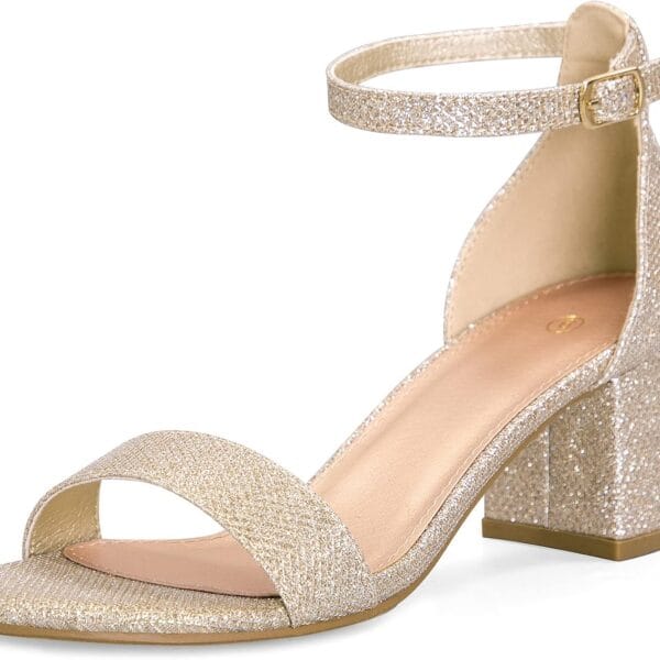 mysoft Women's Chunky Low Heels Open Toe Block Heeled Dress Ankle Strap Pump Wedding Sandals