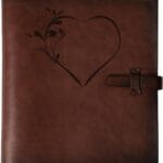 Photo Album 4x6 200 Photos, Genuine Leather Photo Albums with Writing Space with 30 Writing Paper, Travel Family Wedding Kids Graduation Ultrasound Baby Picture Album Scrapbook Photo AlbumLOVE